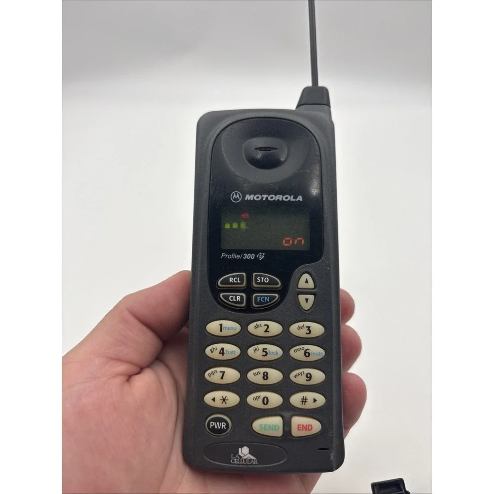 Vintage 90s Motorola Profile 300 Cell Phone Gray Bar Style Battery and Charger
